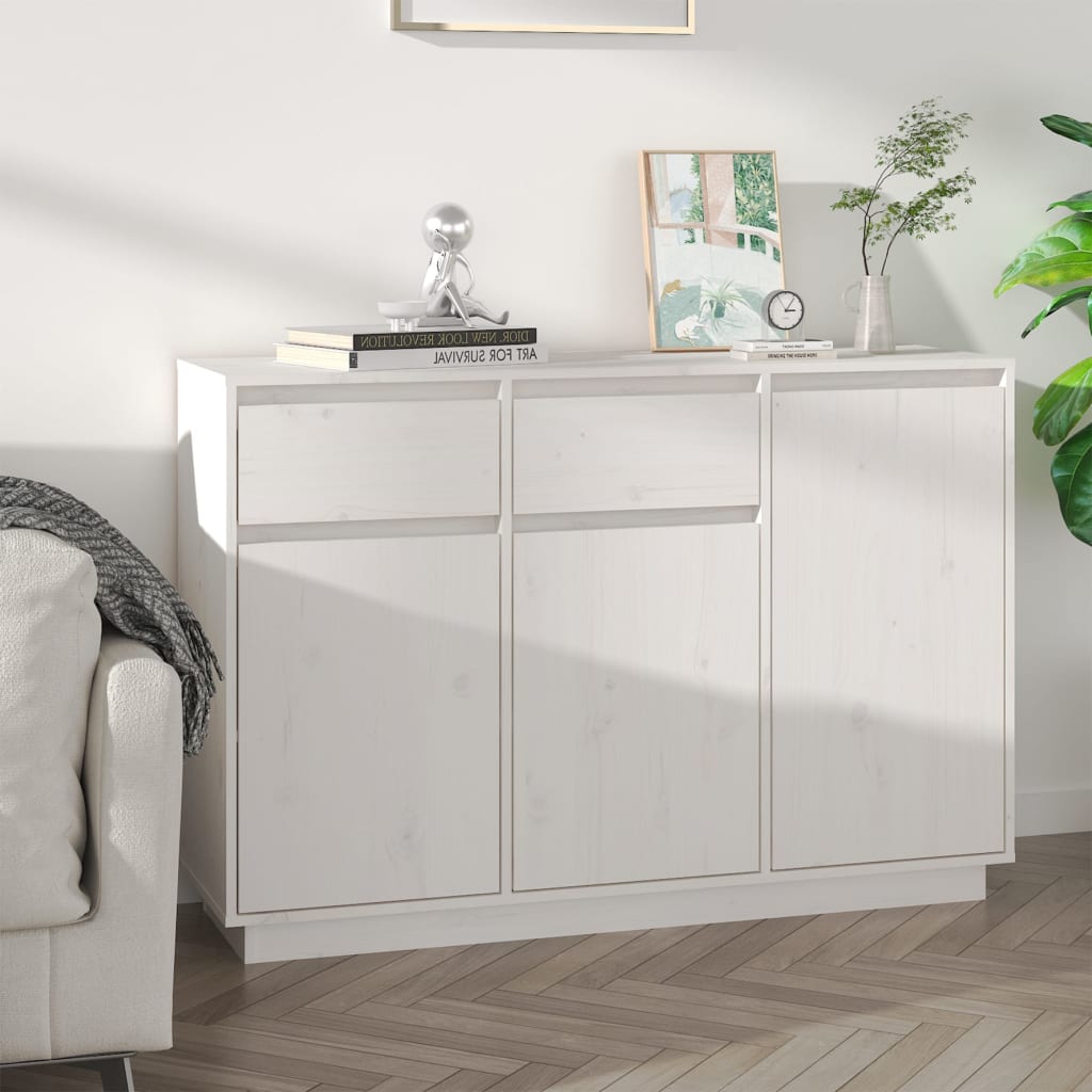 E-shop vidaXL Komoda biela 110x34x75 cm borovicový masív