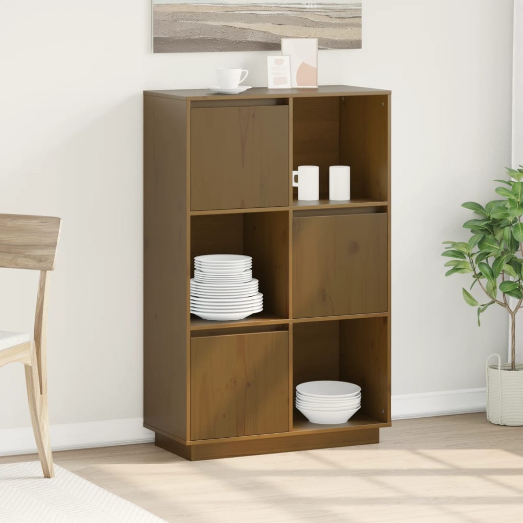 E-shop vidaXL Vysoká skrinka medovo-hnedá 74x35x117 cm masívna borovica
