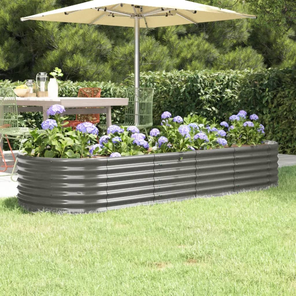 E-shop vidaXL Vyvýšený záhradný záhon pozinkovaná oceľ 224x80x36 cm sivý