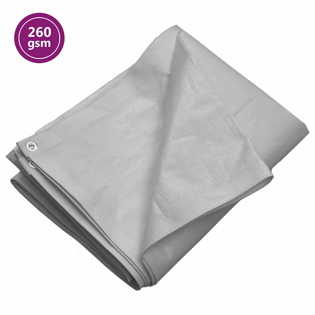 E-shop vidaXL Plachta 260 g/m² 8x12 m sivá HDPE