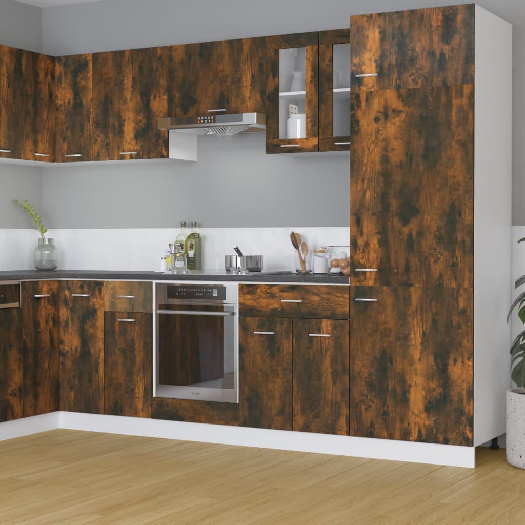 E-shop vidaXL Závesná sklenená skrinka “Lyon” dymový dub 60x31x60cm