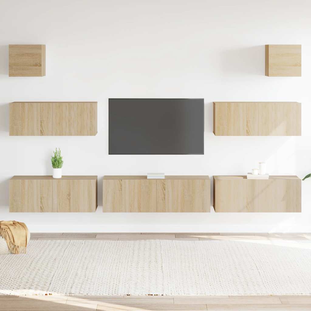 E-shop vidaXL 7-dielna súprava TV skriniek dub sonoma spracované drevo