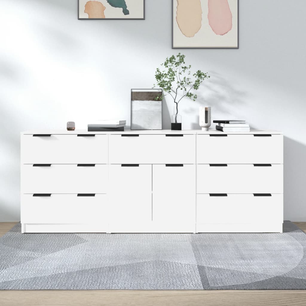 E-shop vidaXL 3-dielne komody biele spracované drevo