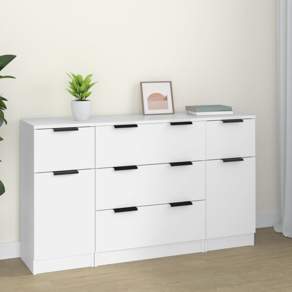 E-shop vidaXL 3-dielna sada komôd biela spracované drevo