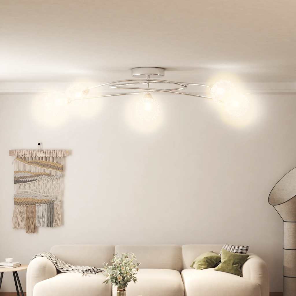E-shop vidaXL Stropná lampa so sieťovinovými tienidlami na 5 LED žiaroviek G9