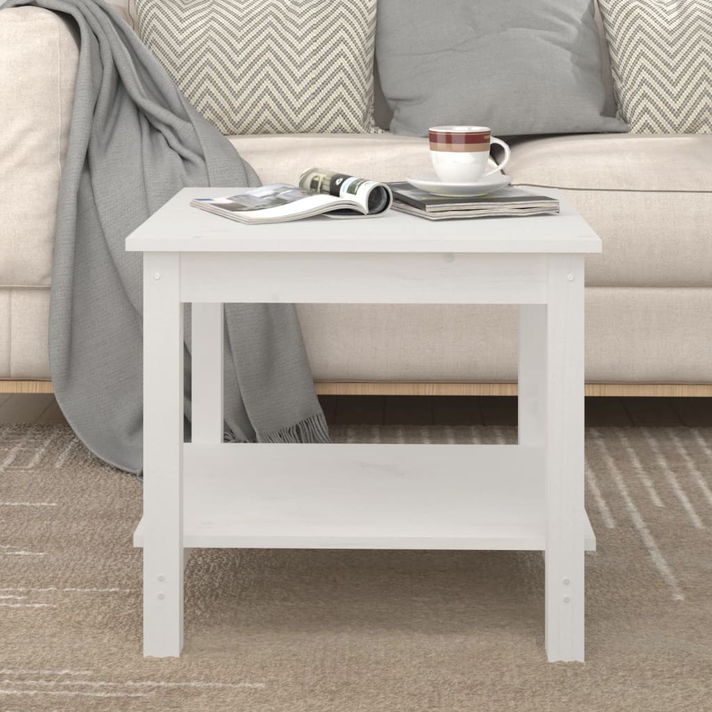 E-shop vidaXL Konferenčný stolík biely 50x50x45 cm borovicový masív