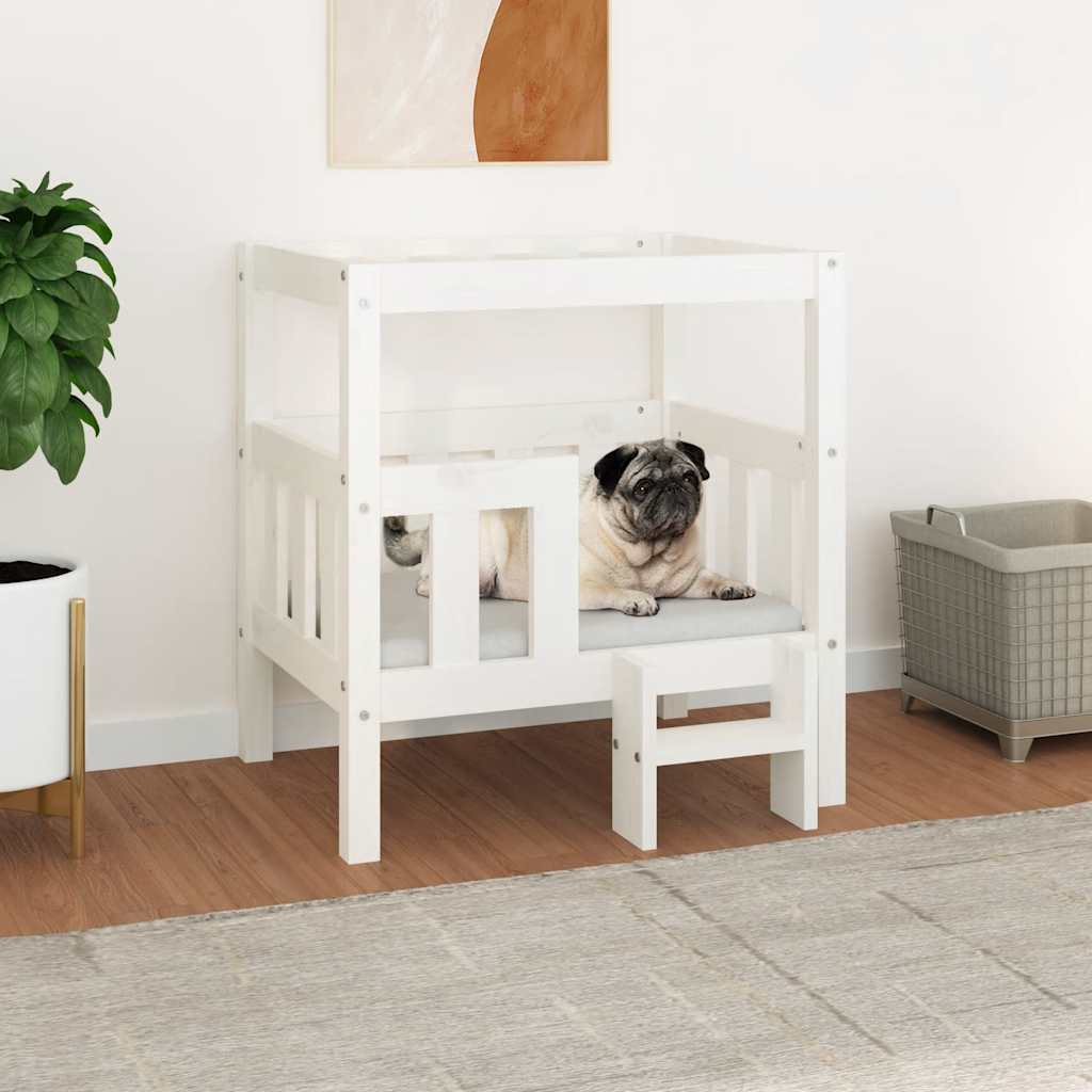 E-shop vidaXL Posteľ pre psa biela 65,5x50,5x70 cm borovicový masív