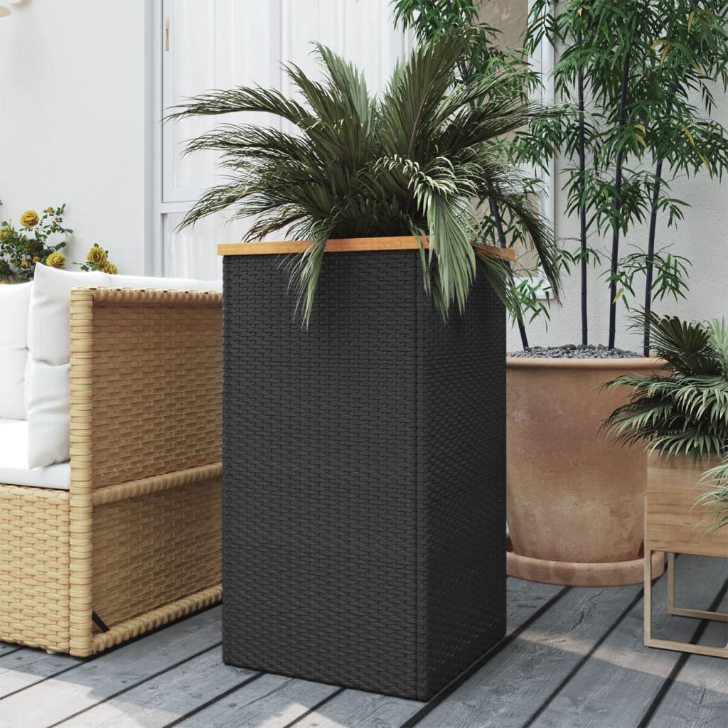 E-shop vidaXL Kvetináč čierny 40x40x80 cm polyratan