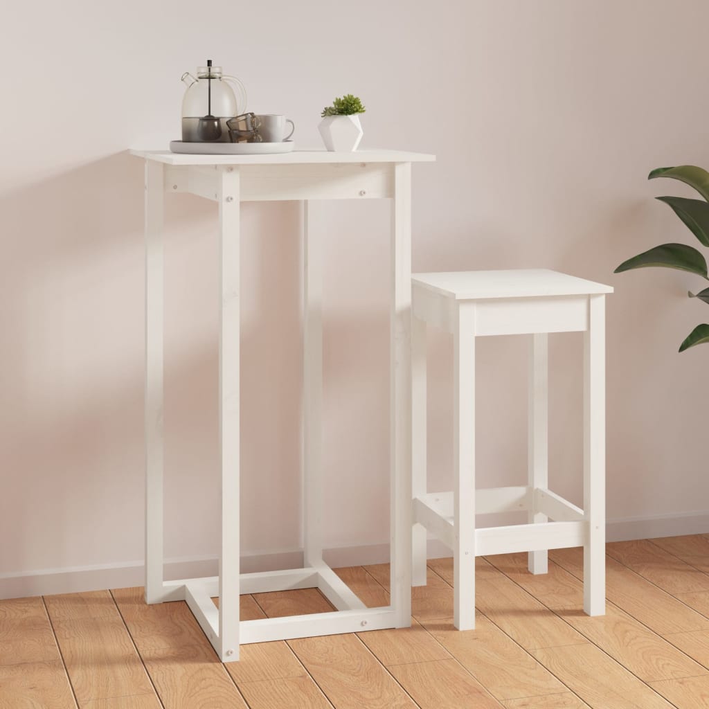 E-shop vidaXL Barový stolík biely 60x60x110 cm masívne borovicové drevo