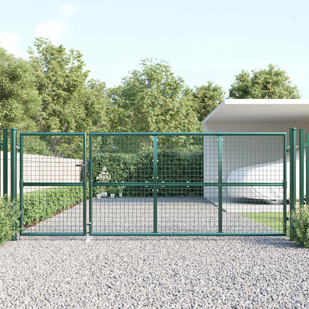 E-shop vidaXL Pletená záhradná brána zelená 350x125 cm pozinkovaná oceľ