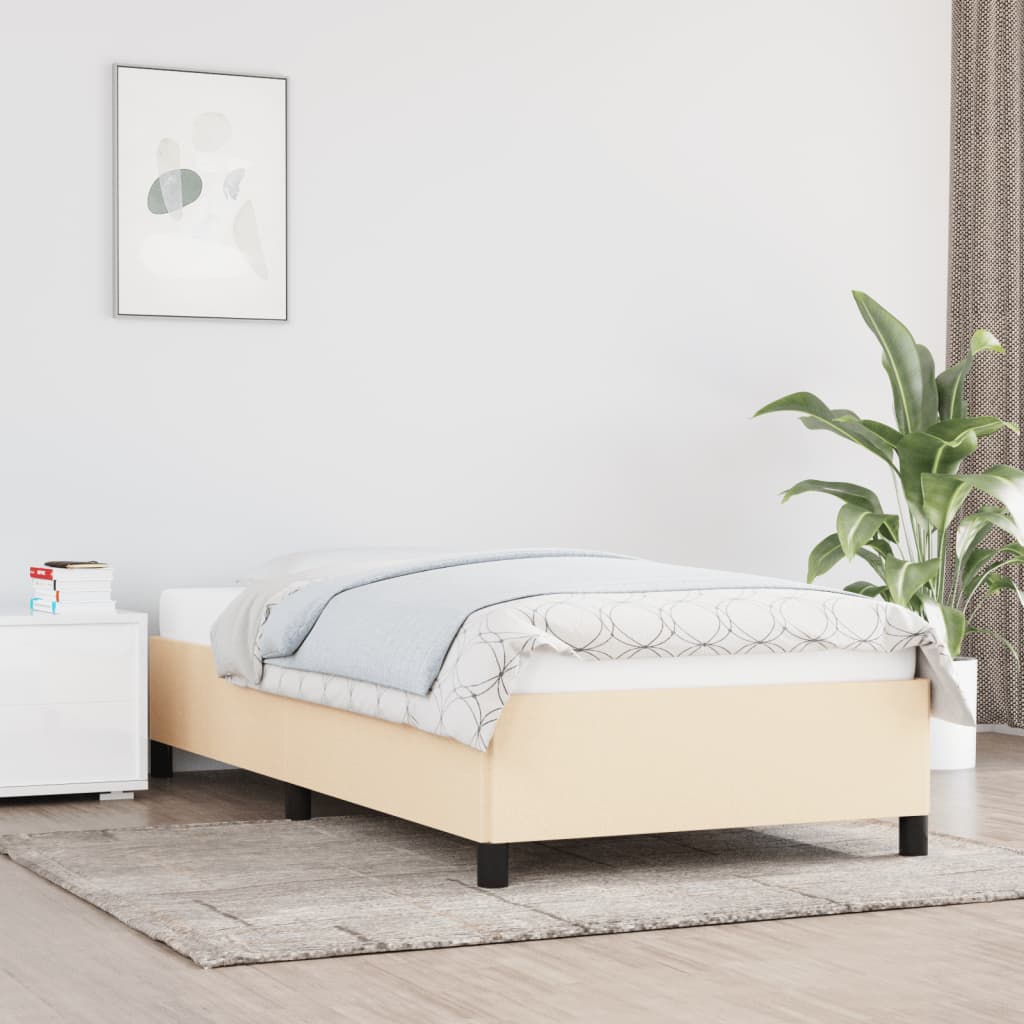 E-shop vidaXL Posteľ bez matraca krémová 100x200 cm látka