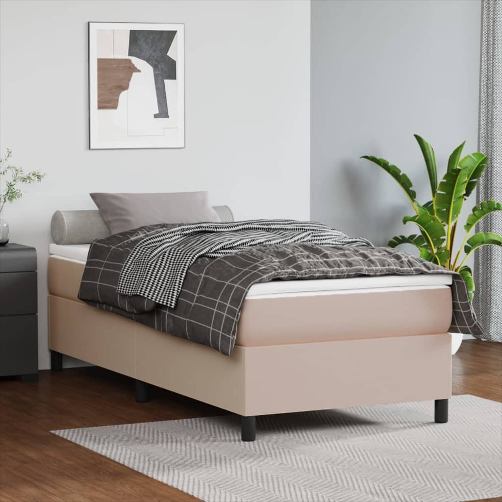 E-shop vidaXL Posteľný rám s boxspringom kapučínový 100x200 cm umelá koža