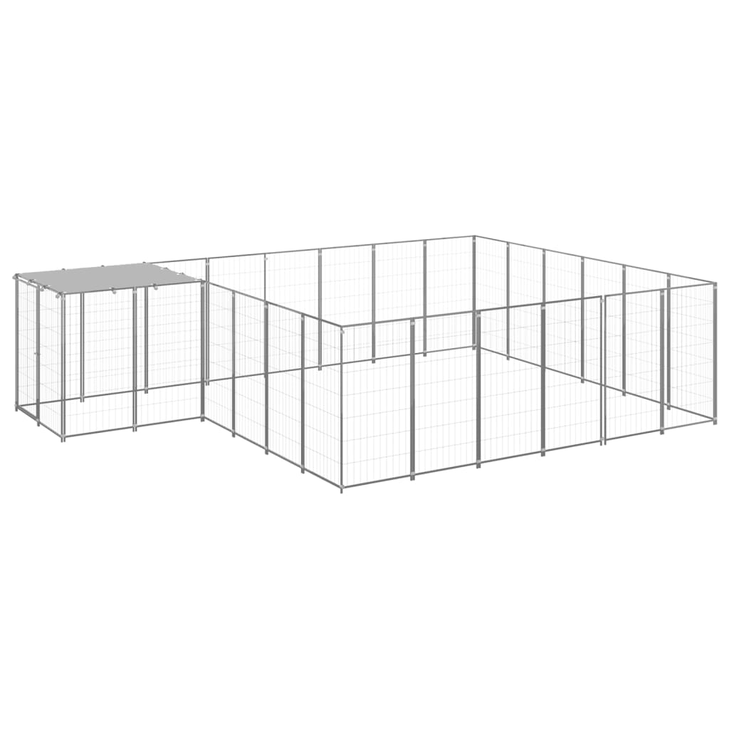 E-shop vidaXL Koterec pre psy strieborný 12,1 m² oceľ