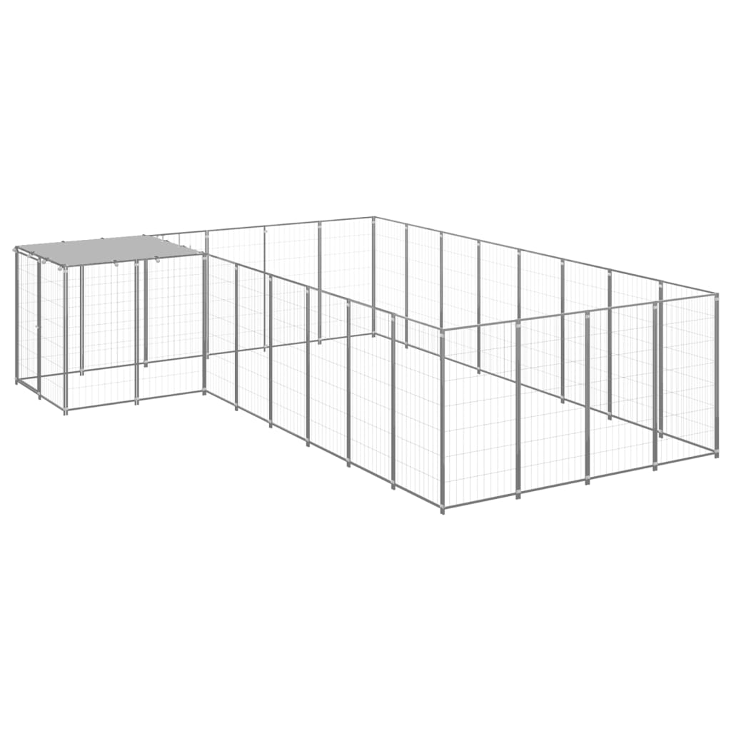 E-shop vidaXL Koterec pre psy strieborný 10,89 m² oceľ