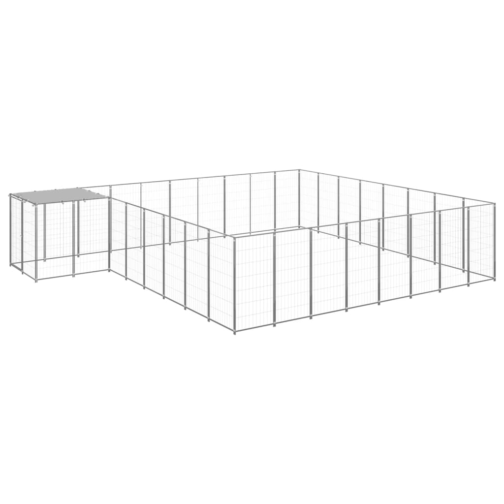 E-shop vidaXL Koterec pre psy strieborný 20,57 m² oceľ