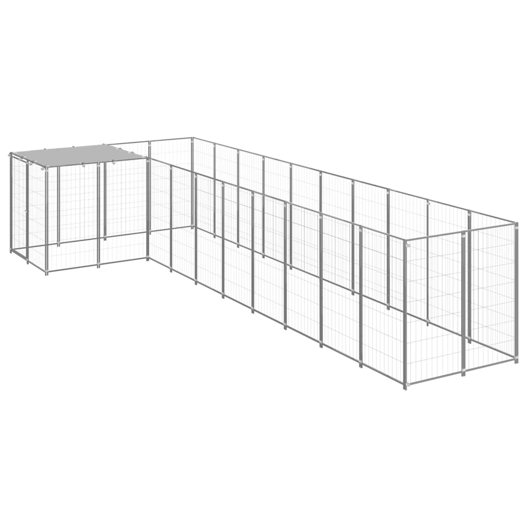 E-shop vidaXL Koterec pre psy strieborný 7,26 m² oceľ