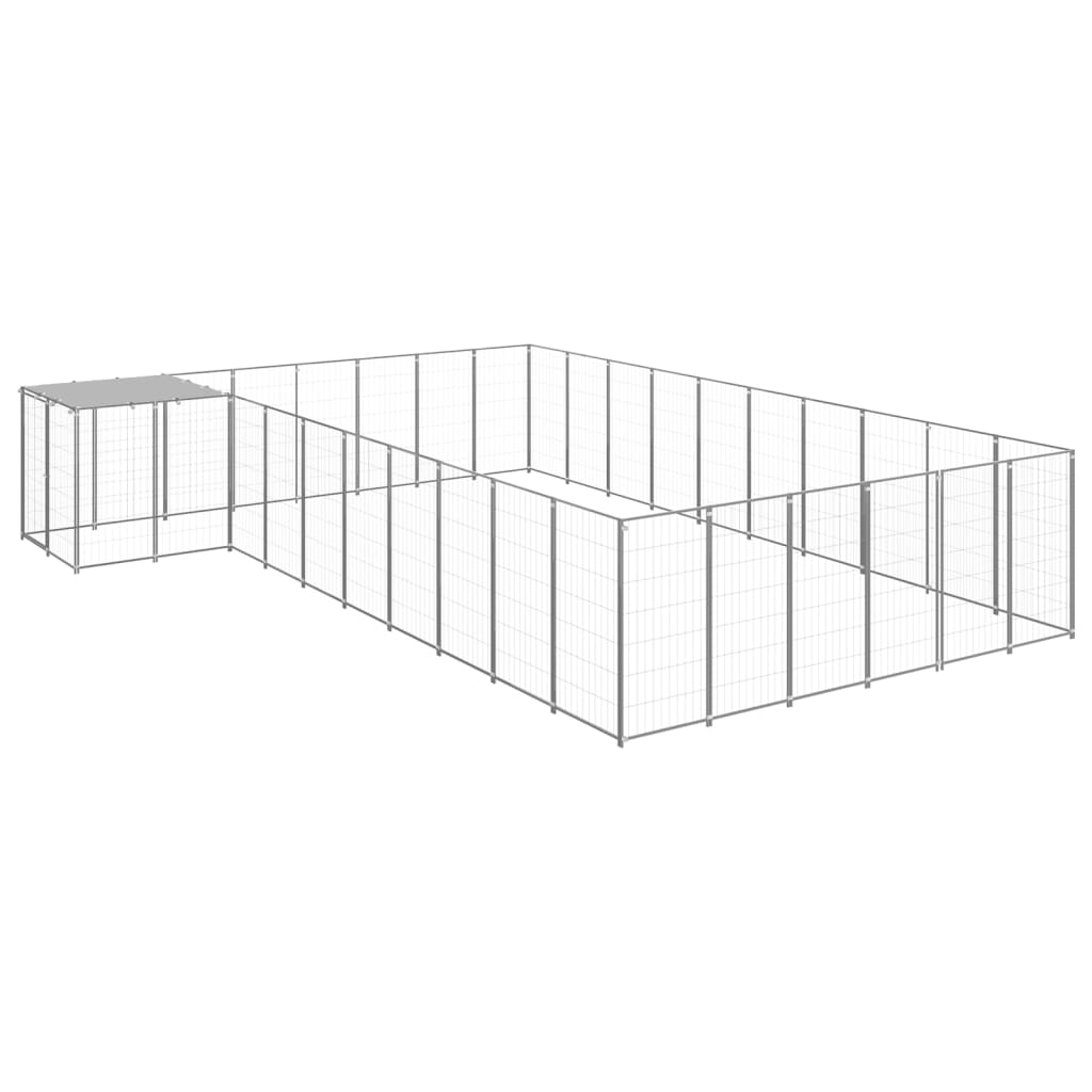 E-shop vidaXL Koterec pre psy strieborný 19,36 m² oceľ