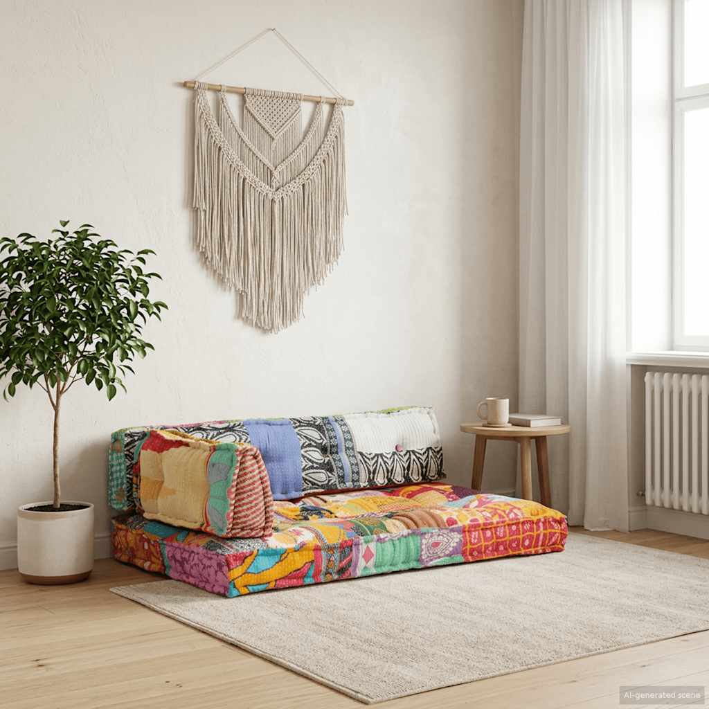 E-shop vidaXL Podložka na paletovú sedačku, farebná, látka, patchwork