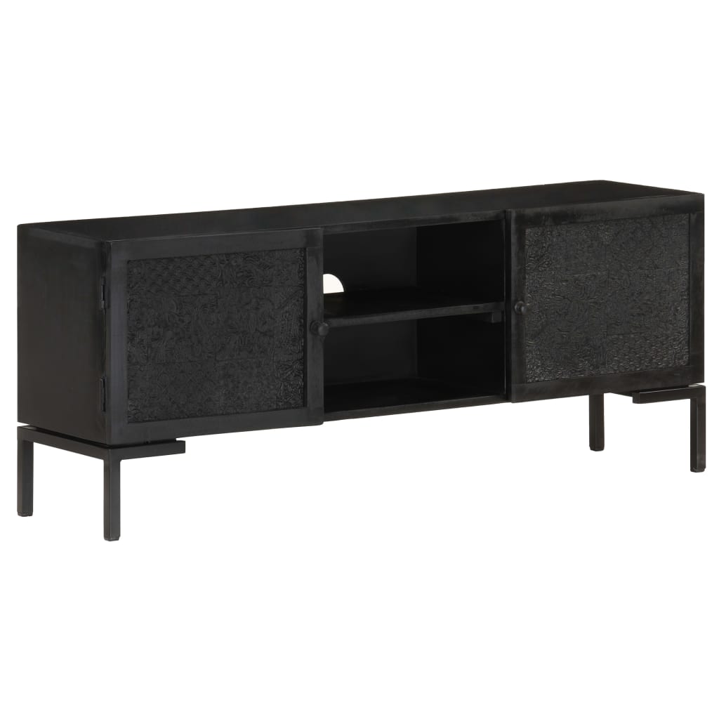 E-shop vidaXL TV skrinka čierna 115x30x46 cm masívne mangovníkové drevo