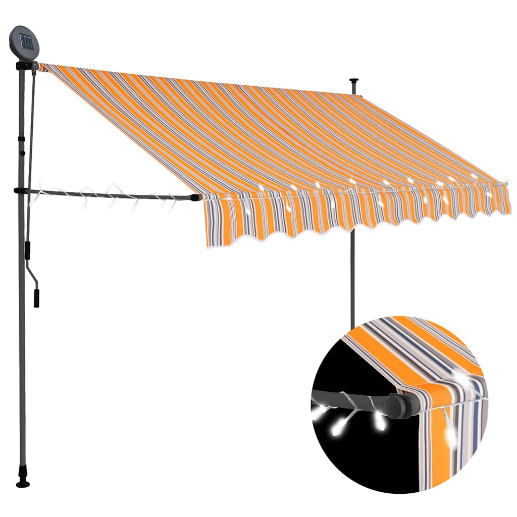 E-shop vidaXL Ručne zaťahovacia markíza s LED 250 cm, žlto modrá