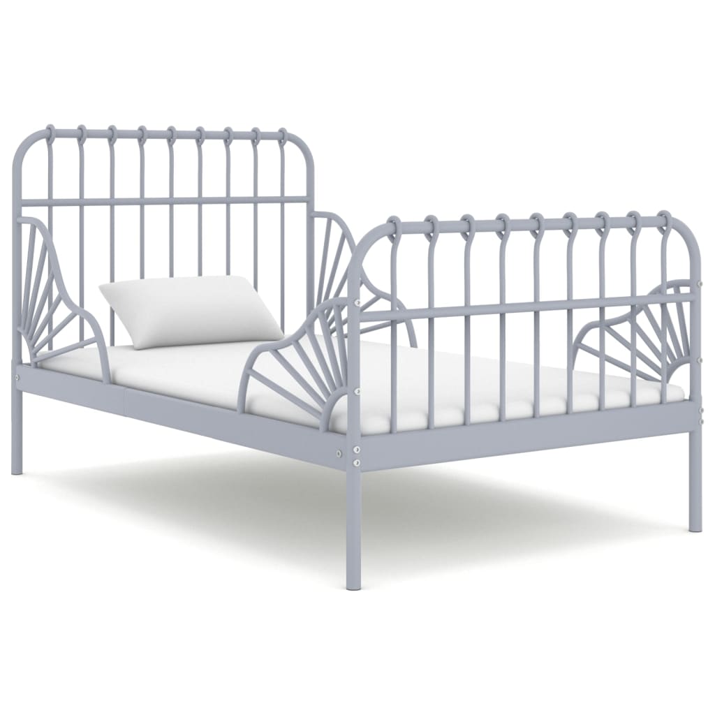 E-shop vidaXL Rozšíriteľný posteľný rám sivý kovový 80x130/200 cm