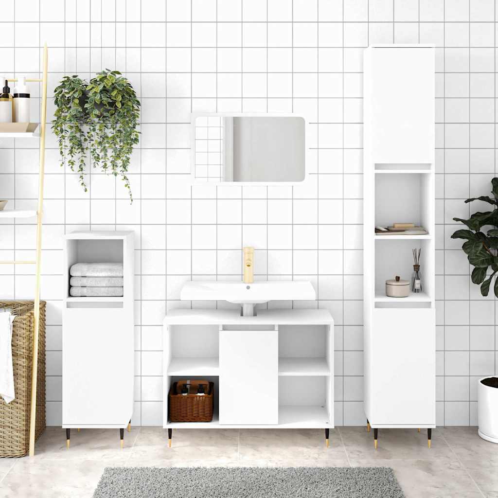 E-shop vidaXL Skrinka do kúpeľne biela 30x30x100 cm kompozitné drevo