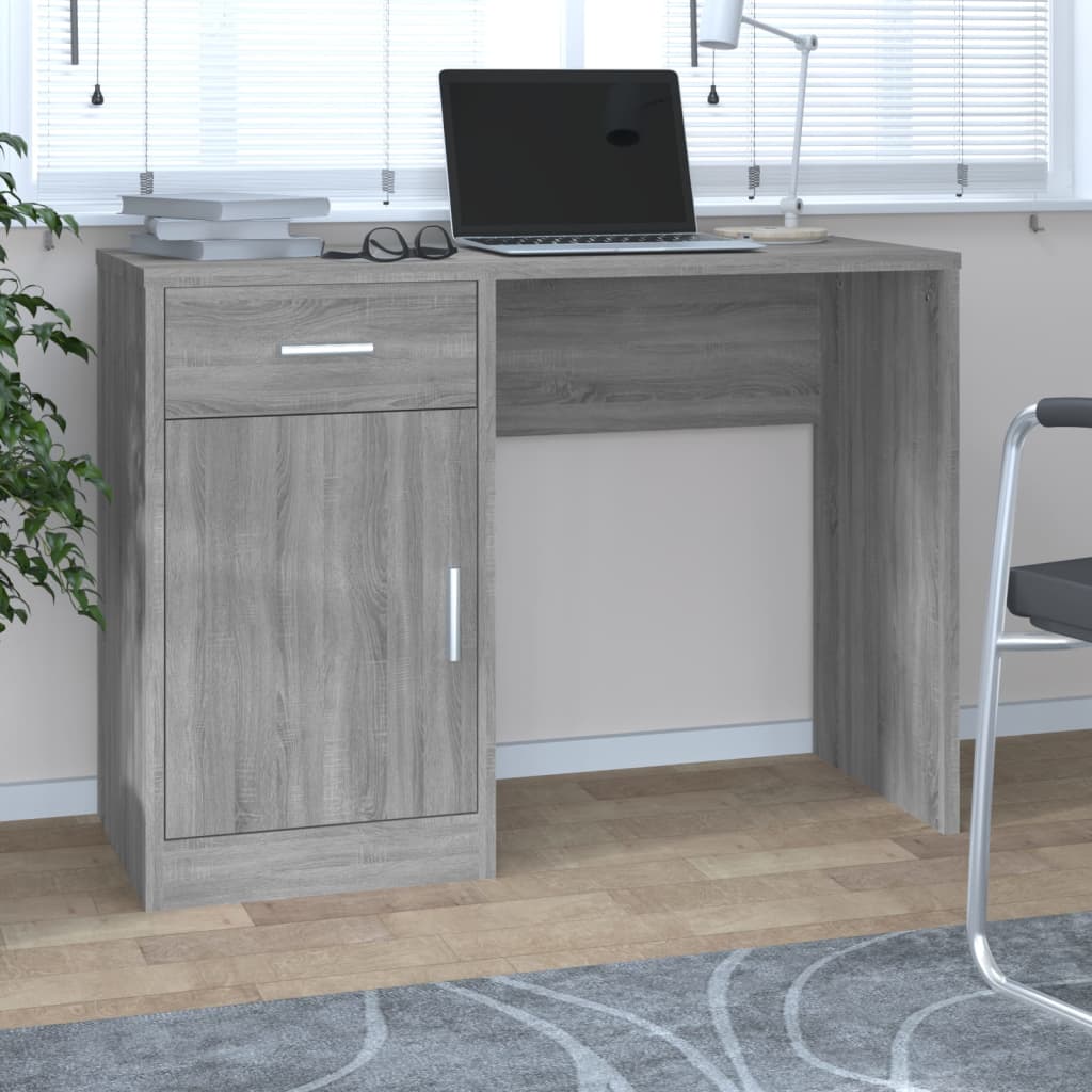 E-shop vidaXL Stolík, zásuvka a skrinka sivý sonoma 100x40x73 cm sprac. drevo