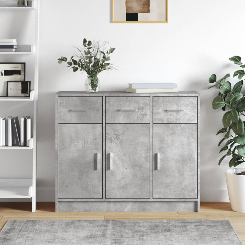 E-shop vidaXL Komoda betónovo sivá 91x28x75 cm kompozitné drevo