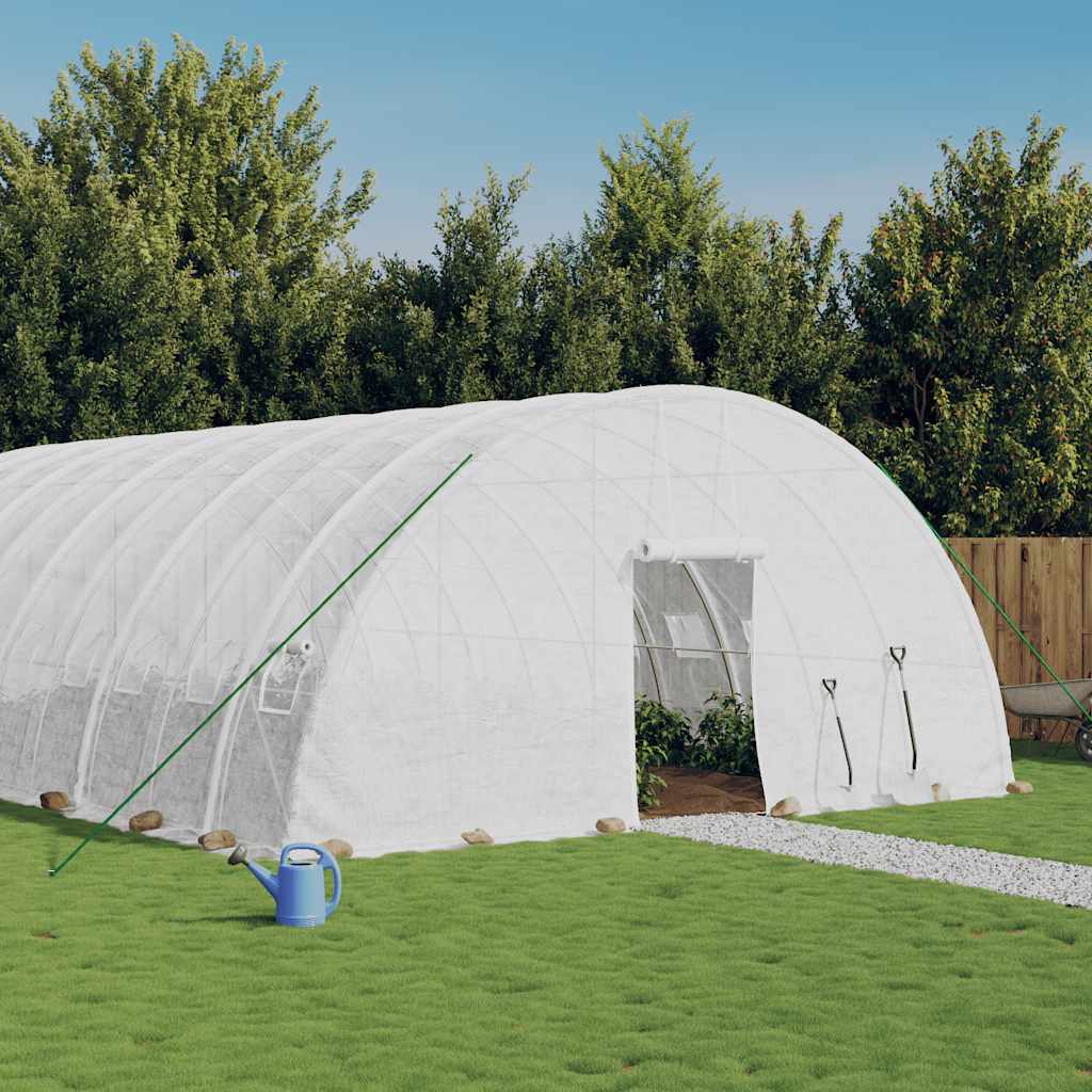 vidaXL Fóliovník s oceľovým rámom biely 36 m² 6x6x2,85 m