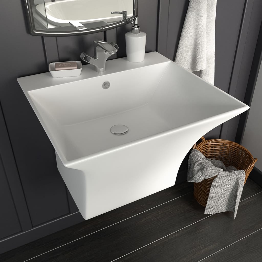 E-shop vidaXL Nástenné umývadlo biele 500x450x410 cm keramické