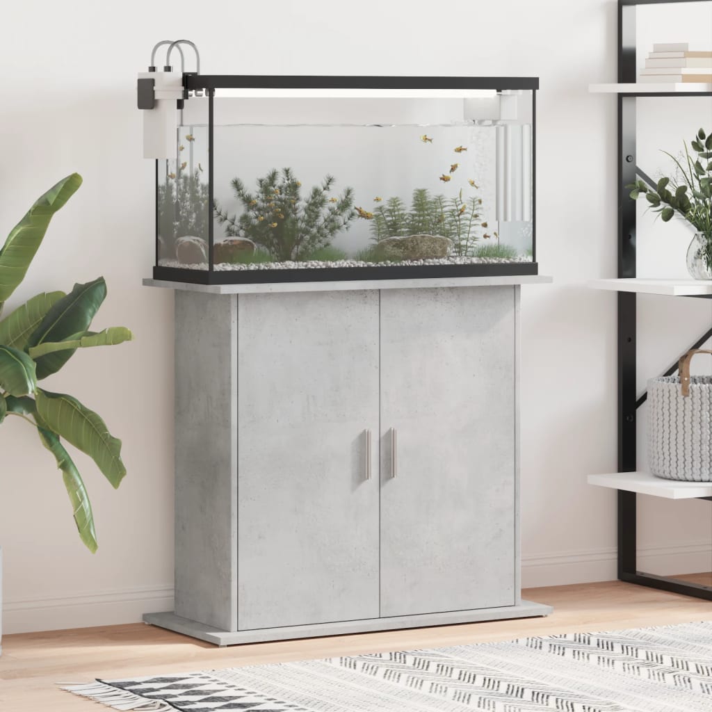 E-shop vidaXL Stojan na akvárium, betónovo-sivý, 81x36x73 cm, umelé drevo