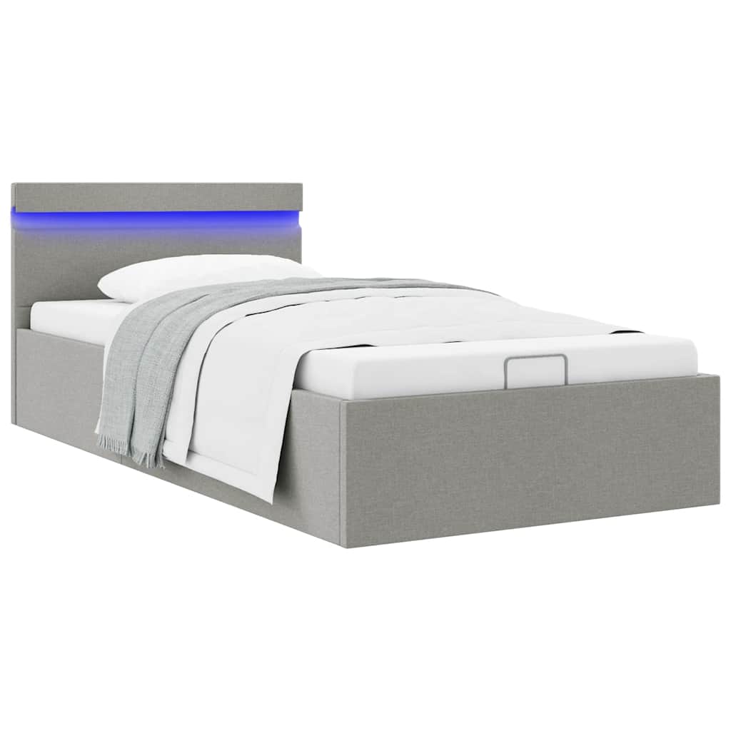 E-shop vidaXL Hydraulický posteľný rám+úložný priestor, LED, látka 100x200 cm