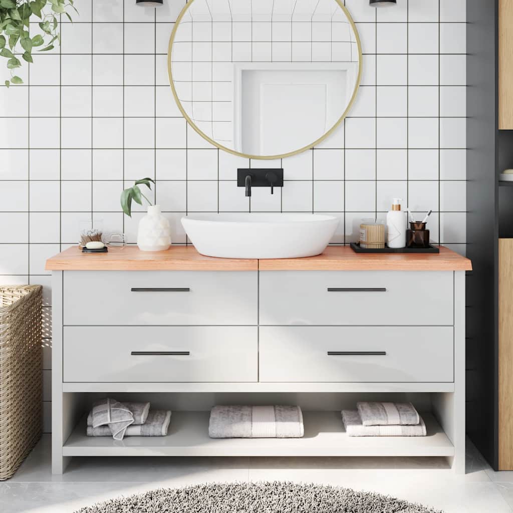 E-shop vidaXL Kúpeľňová doska bledohnedá 160x30x(2-4) cm ošetrený masív