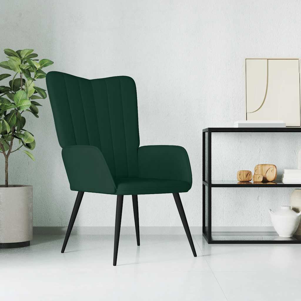 E-shop vidaXL Relaxačné kreslo, tmavozelené, zamat