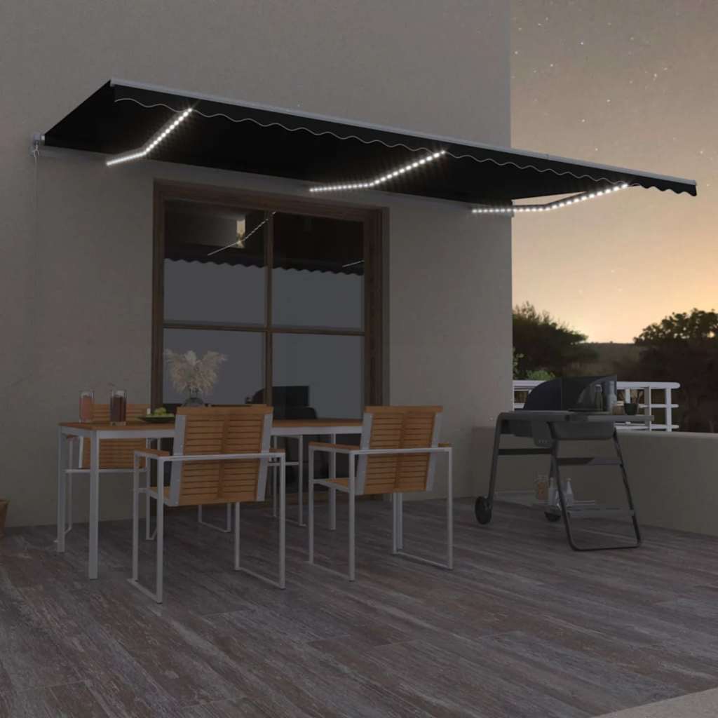 E-shop vidaXL Ručne zaťahovacia markíza s LED 600x300 cm antracitová