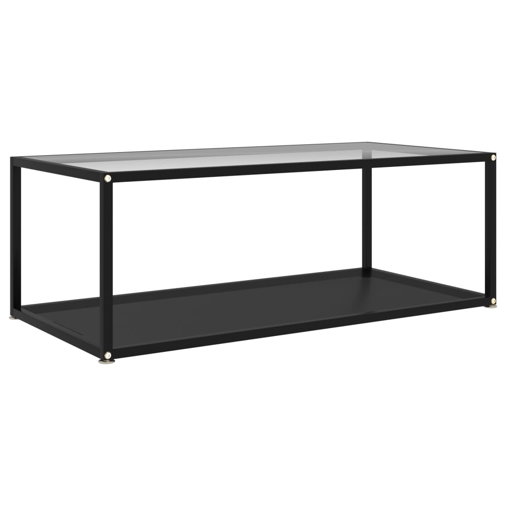 E-shop vidaXL Konferenčný stolík, priehľadný+čierny 100x50x35cm, tvrdené sklo