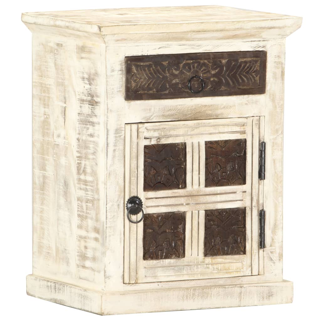 E-shop vidaXL Nočný stolík biely 40x30x50 cm masívne mangovníkové drevo
