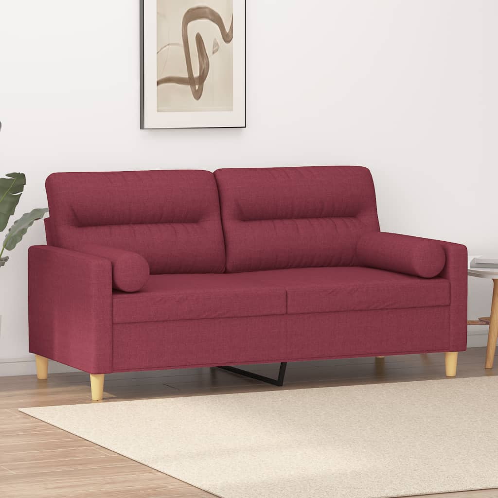 E-shop vidaXL 2-miestna pohovka s vankúšmi vínovočervená 140 cm látka