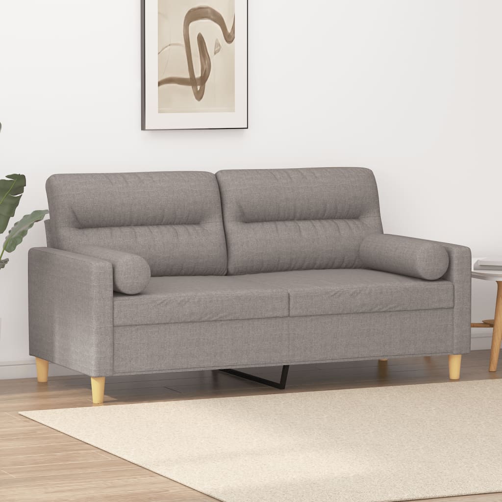 E-shop vidaXL 2-miestna pohovka s vankúšmi sivohnedá 140 cm látka