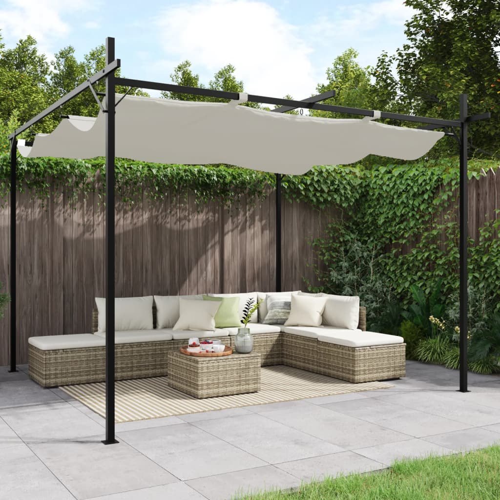 E-shop vidaXL Pergola so zaťahovacou strechou krémová 295x292x230 cm