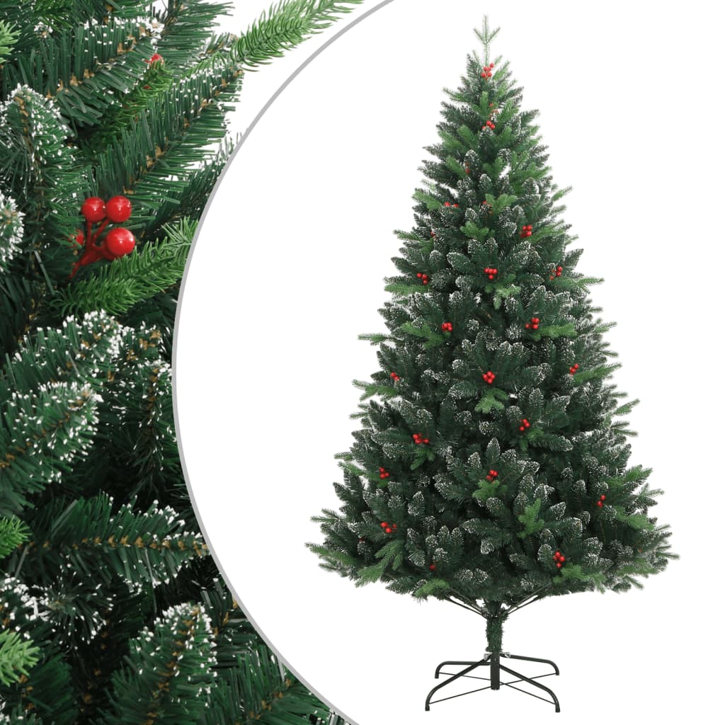 E-shop vidaXL Umelý skladací vianočný stromček s červenými bobuľami 120 cm