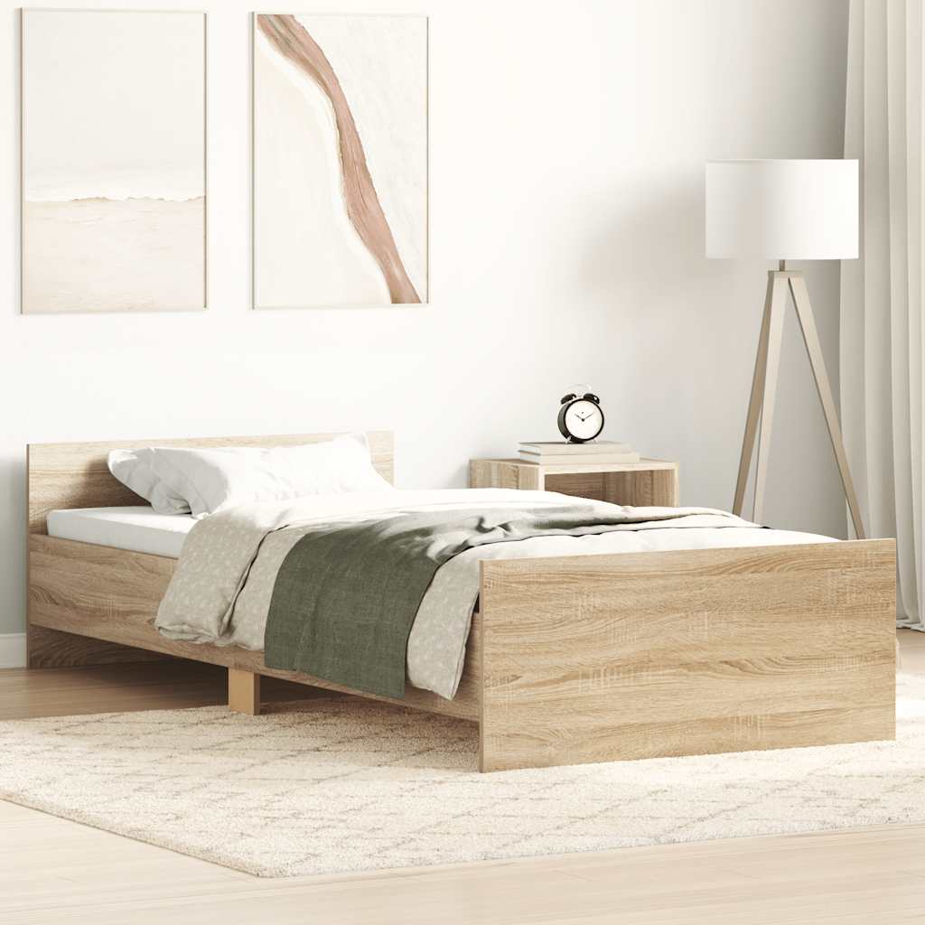 E-shop vidaXL Posteľný rám bez matraca dub sonoma 90x190 cm kompozitné drevo