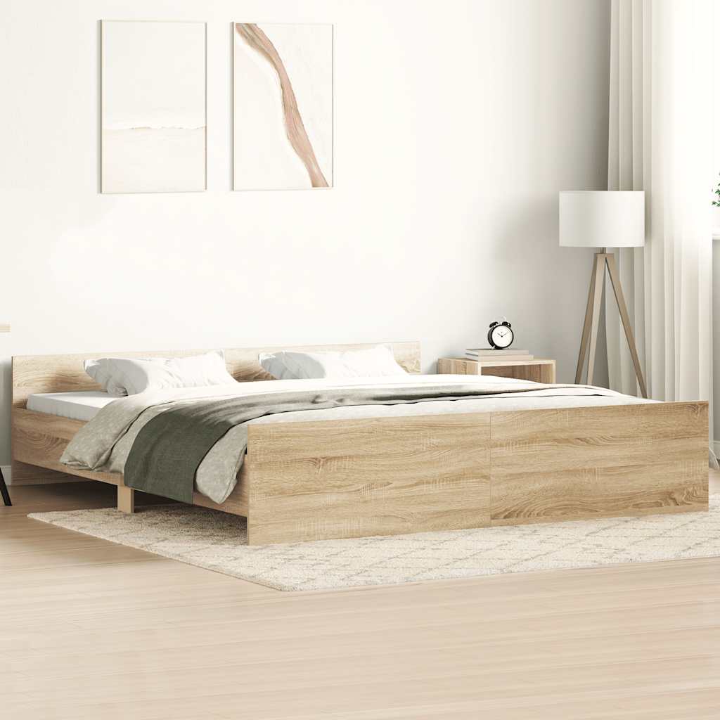 E-shop vidaXL Posteľný rám s predným a zadným čelom, dub sonoma 200x200 cm