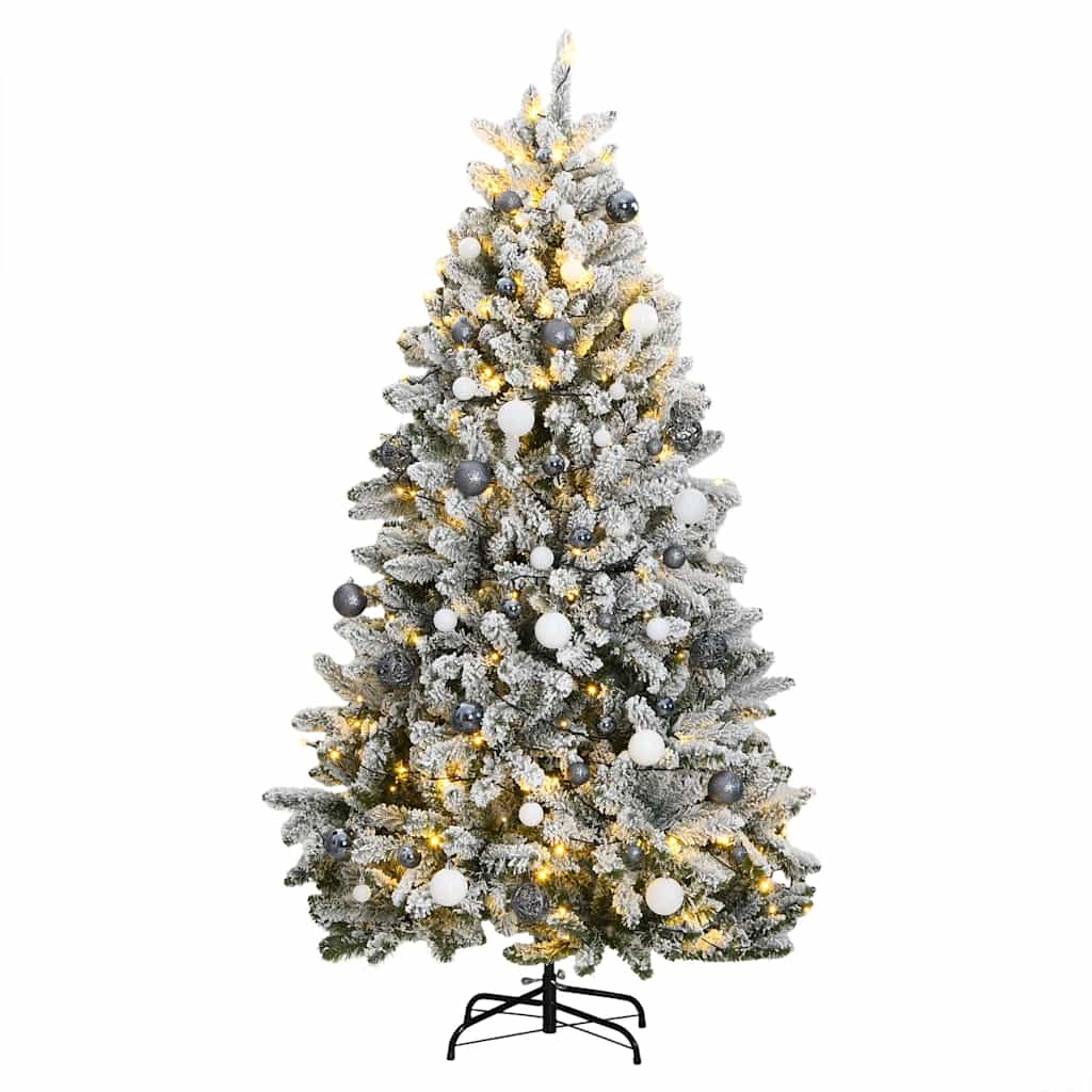 E-shop vidaXL Umelý výklopný vianočný stromček 300 LED a sada gúľ 210 cm