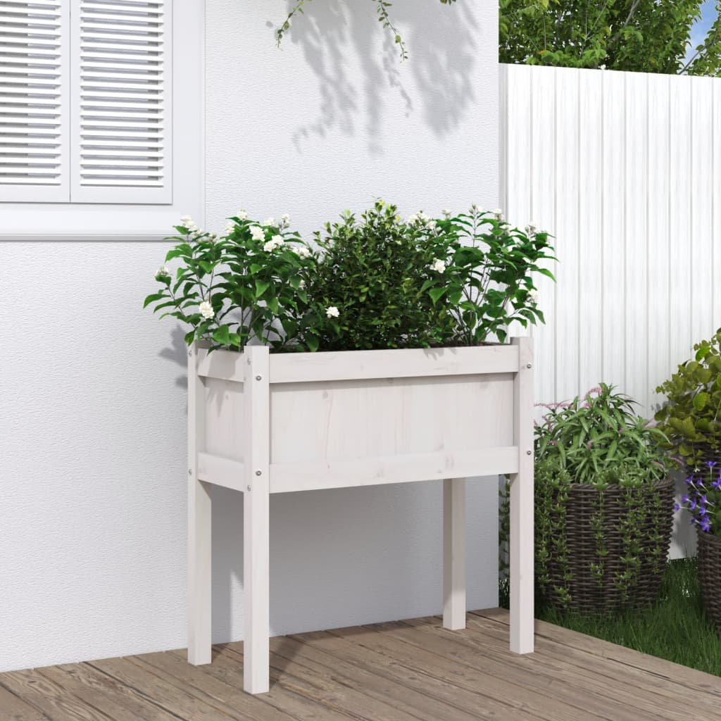 E-shop vidaXL Záhradný kvetináč s nohami biely 70x31x70 cm masívna borovica