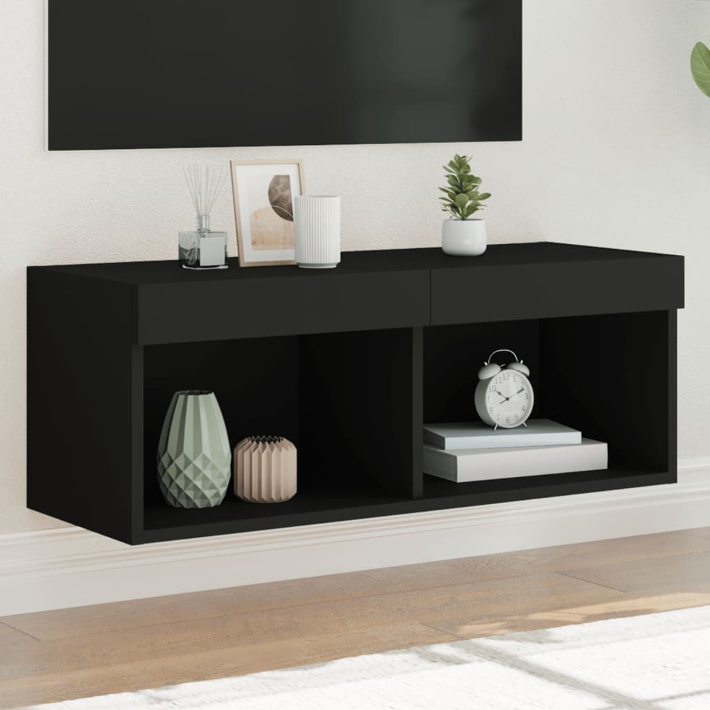 E-shop vidaXL TV skrinka s LED svetlami čierna 80x30x30 cm