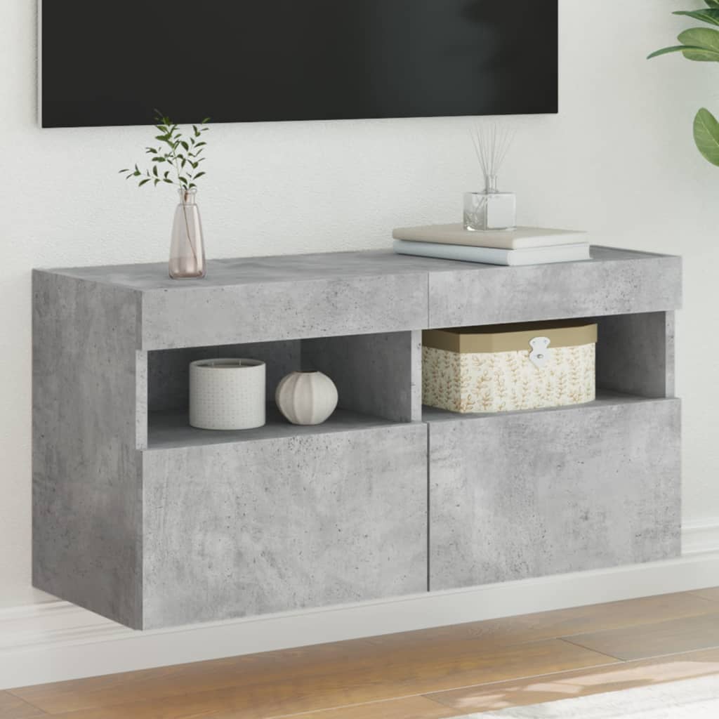 E-shop vidaXL TV nástenná skrinka s LED svetlami betónovo sivá 80x30x40 cm