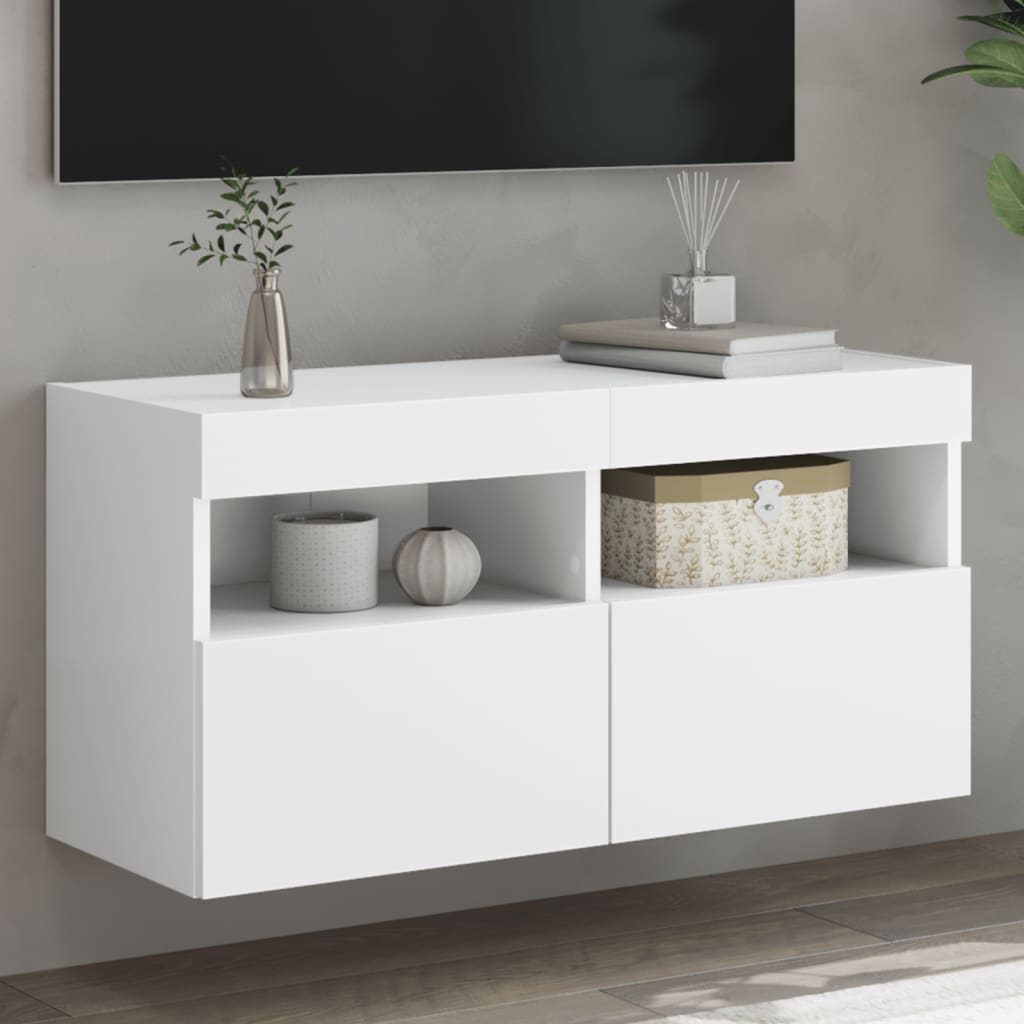 E-shop vidaXL TV nástenná skrinka s LED svetlami biela 80x30x40 cm