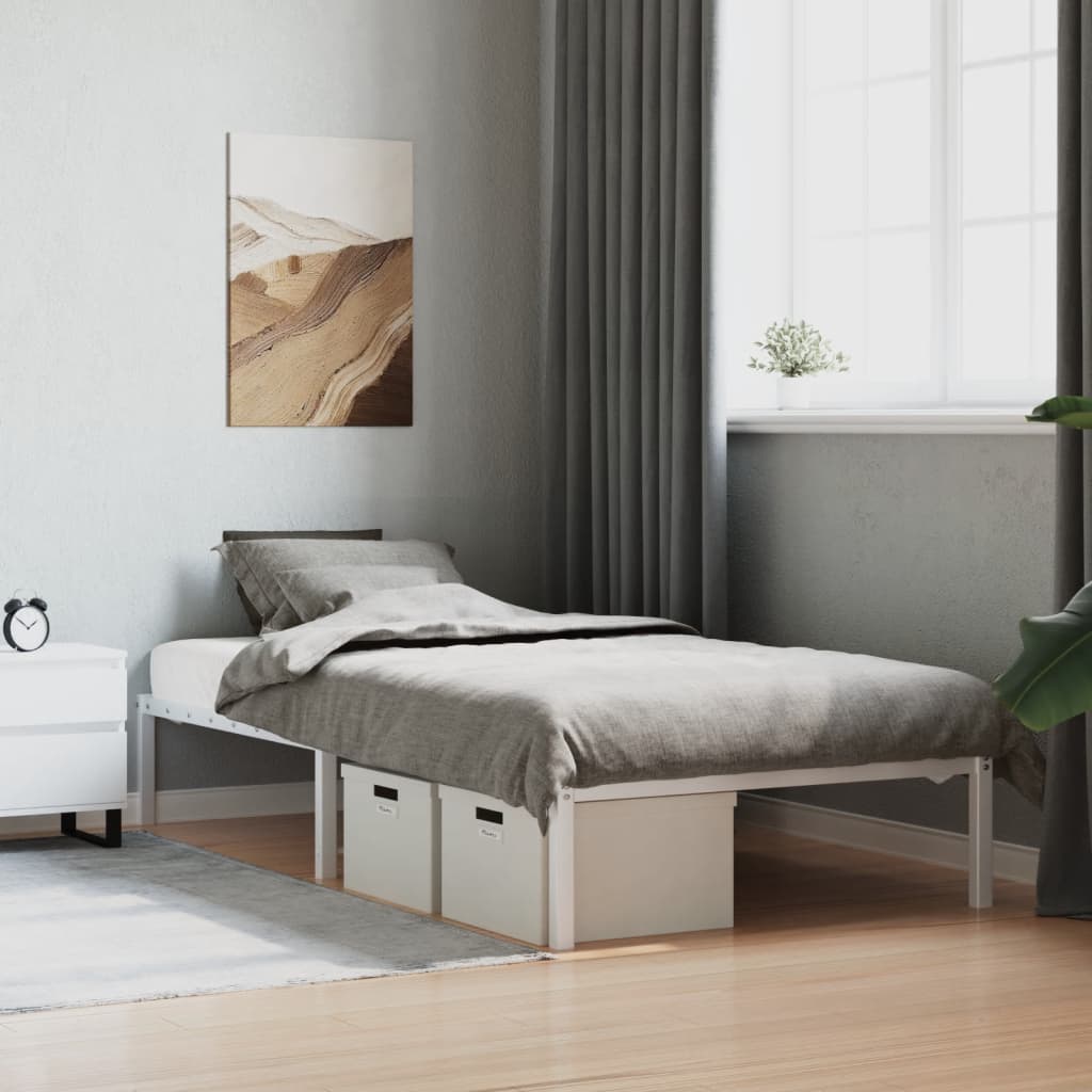 E-shop vidaXL Kovový posteľný rám biely 107x203 cm