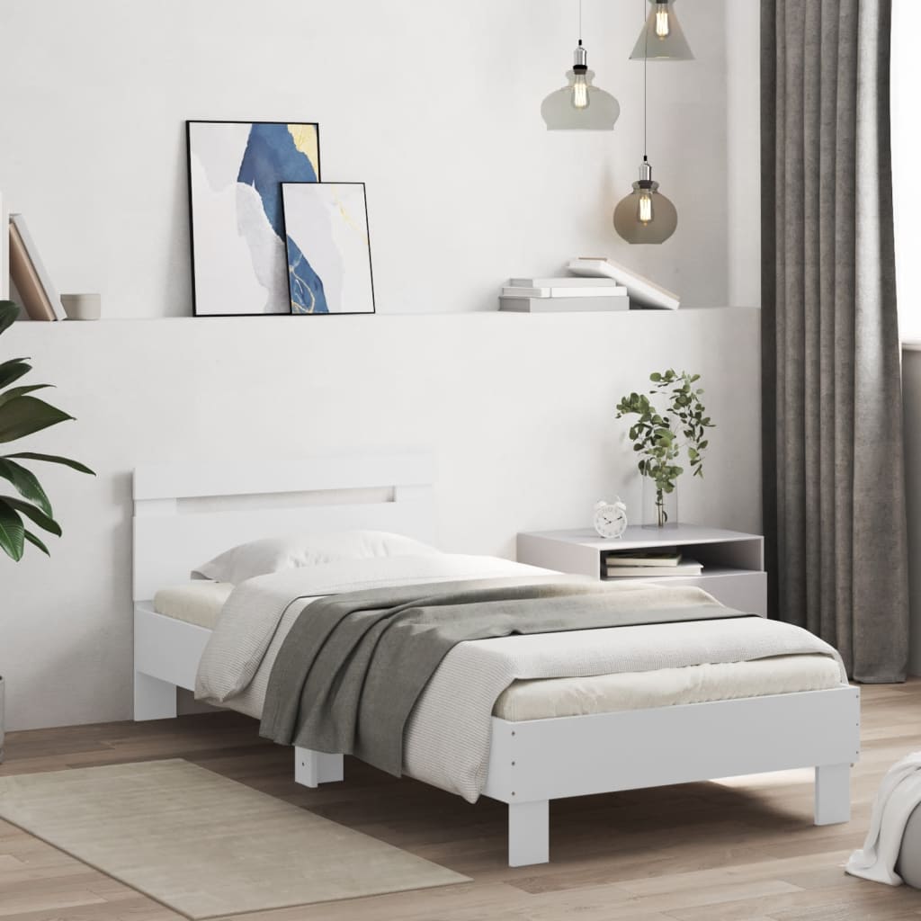 E-shop vidaXL Posteľný rám s čelom biely 90x190 cm kompozitné drevo